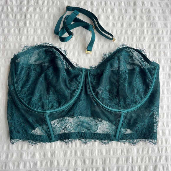 Victoria's Secret VS Archives Rose Lace Corset Bustier Top in Green, 38DD - Picture 5 of 16